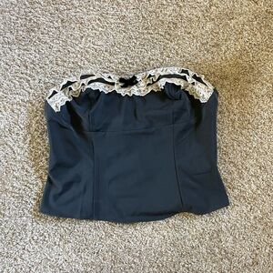 Kimchi Blue Black Strapless Top with Lace Detail
